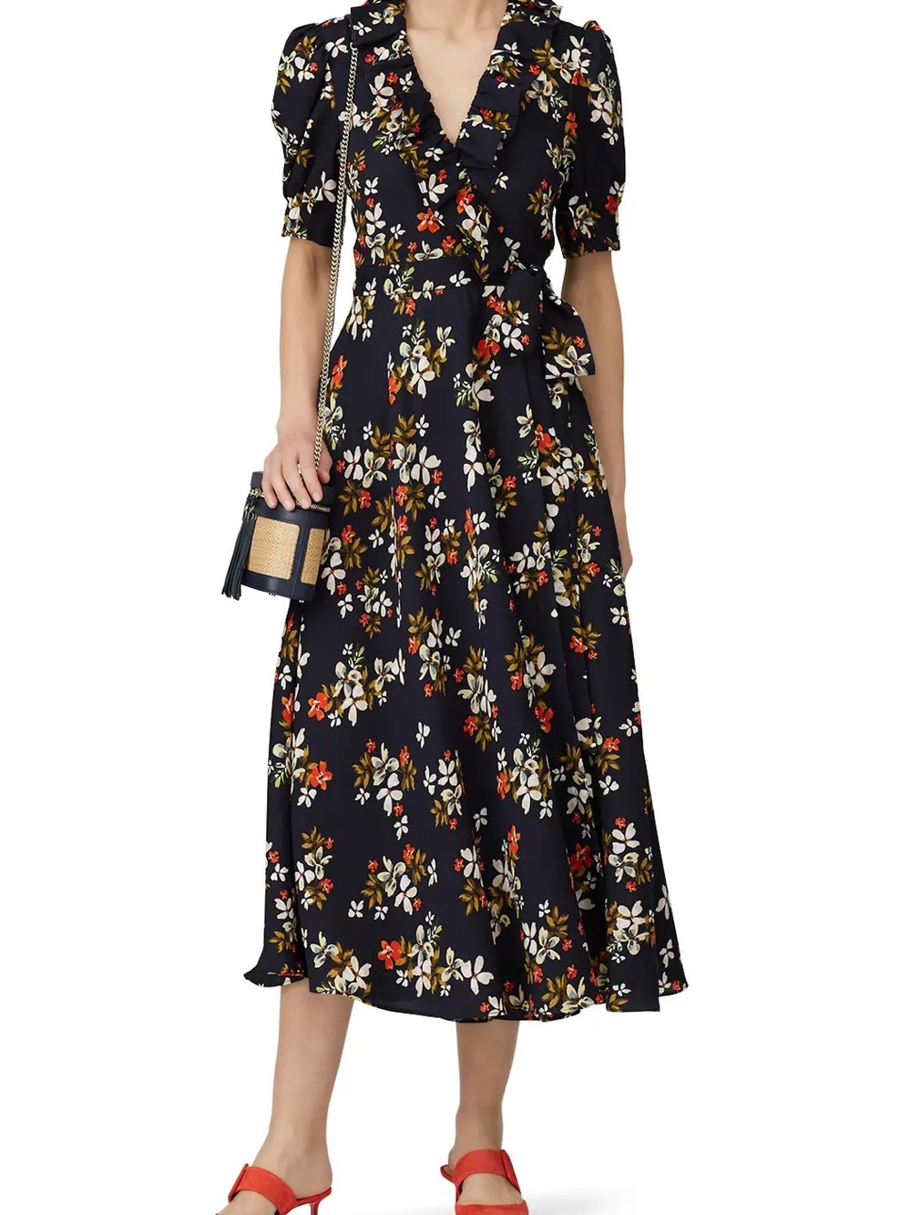 Jill Jill Stuart Navy Floral Wrap Dress